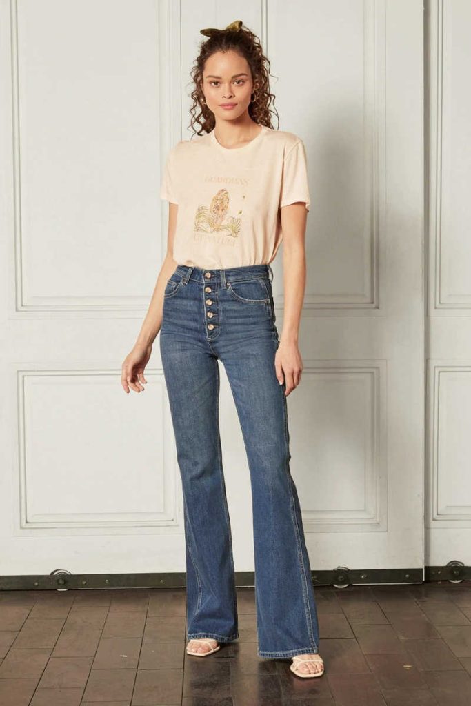 A person wearing Boyish Jeans zero waste jeans