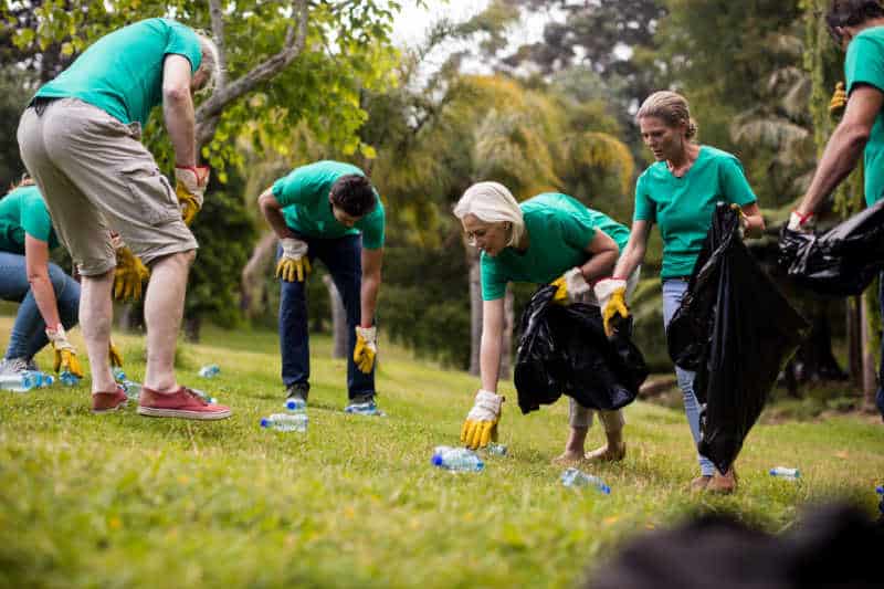 People taking part in the Great British Spring Clean, an annual national clean-up litter campaign.