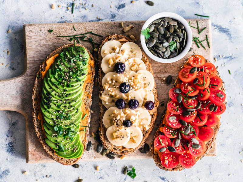 Vegan sandwiches on a board, as part of World Vegan Month, an environmental awareness day.