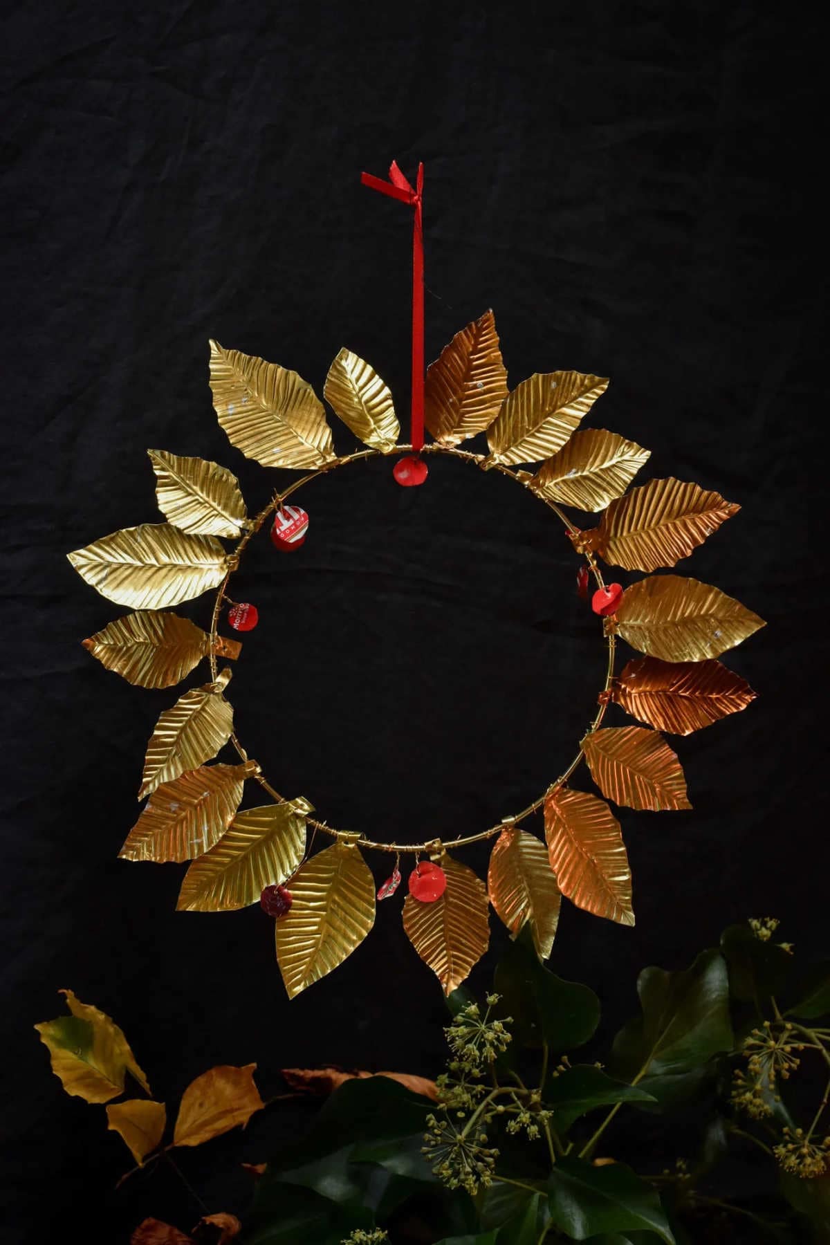 Zero waste festive leaf wreath.