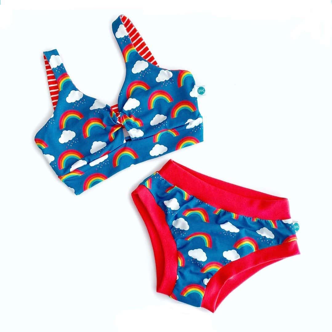 Blue and red rainbow print underwear set from Sprout Organic.