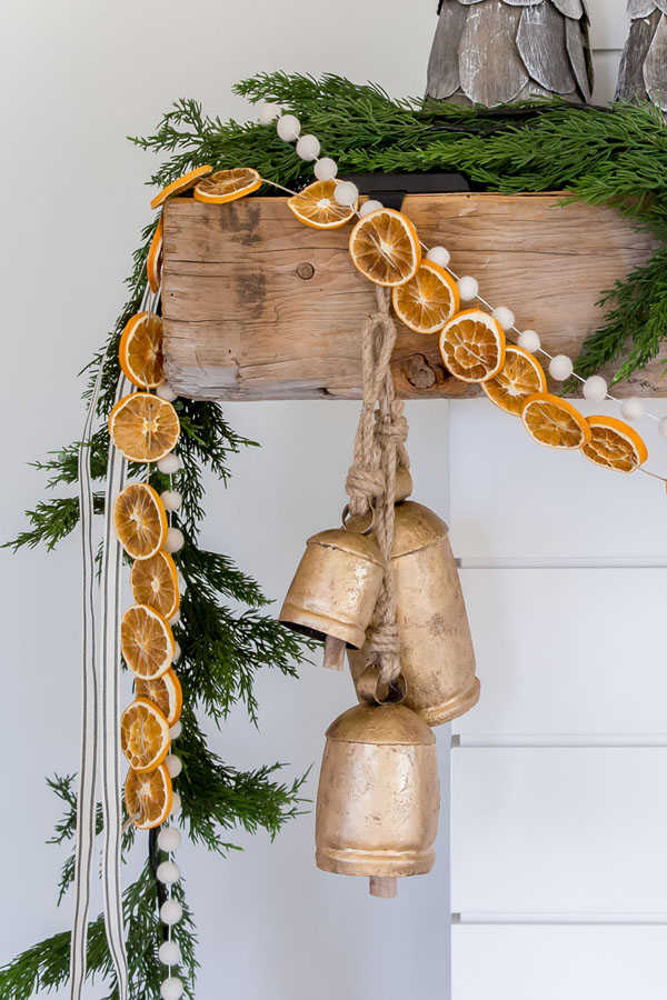 dried orange zero-waste Christmas decorations made using natural and compostable materials.